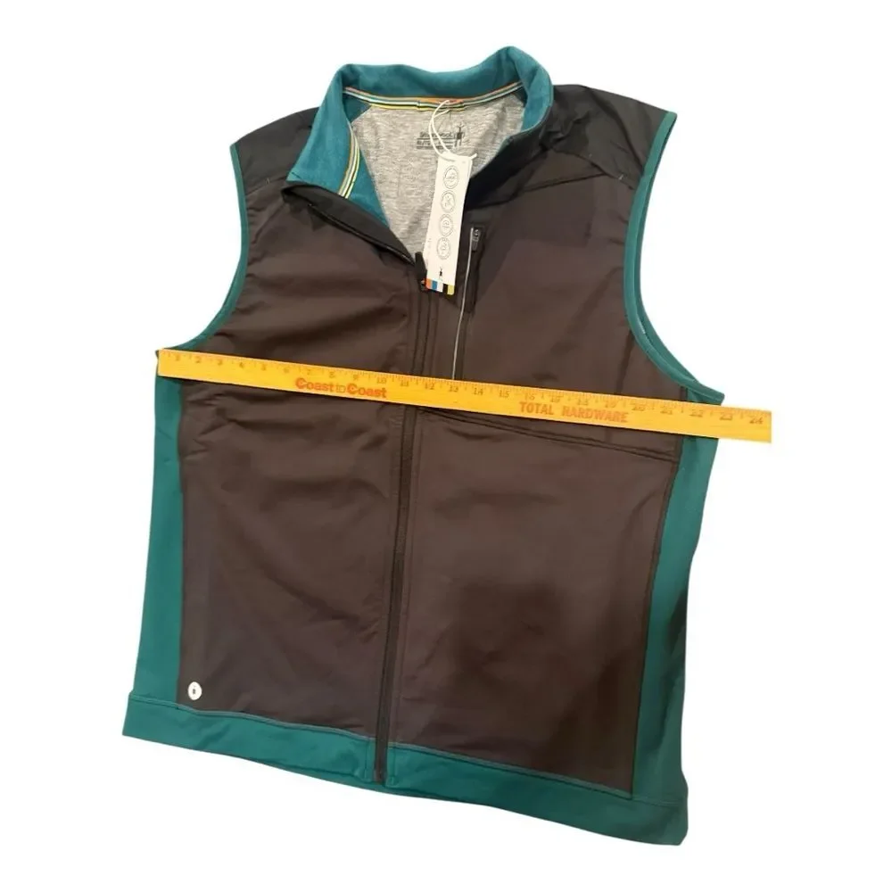Smartwool Men’s XL Hybrid Merino Wool Blend Vest Full Zip Teal Black NWT